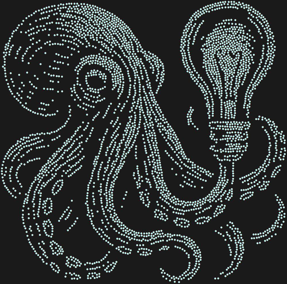 Трафарет Осьминог с лампой Эдисона — RHT_OCTOPUS1_SS12_CRYSTAL_AB_DMC