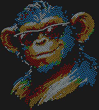 «2333 сияющих страз оживляют Шаблон из страз Цветная обезьяна в солнечных очках (на футболку), чтобы ваш образ засиял озорством и летним настроением.»