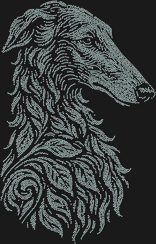 Трафарет Русская борзая — RHT_GREYHOUND1_SS20_CRYSTAL_AB_DMC