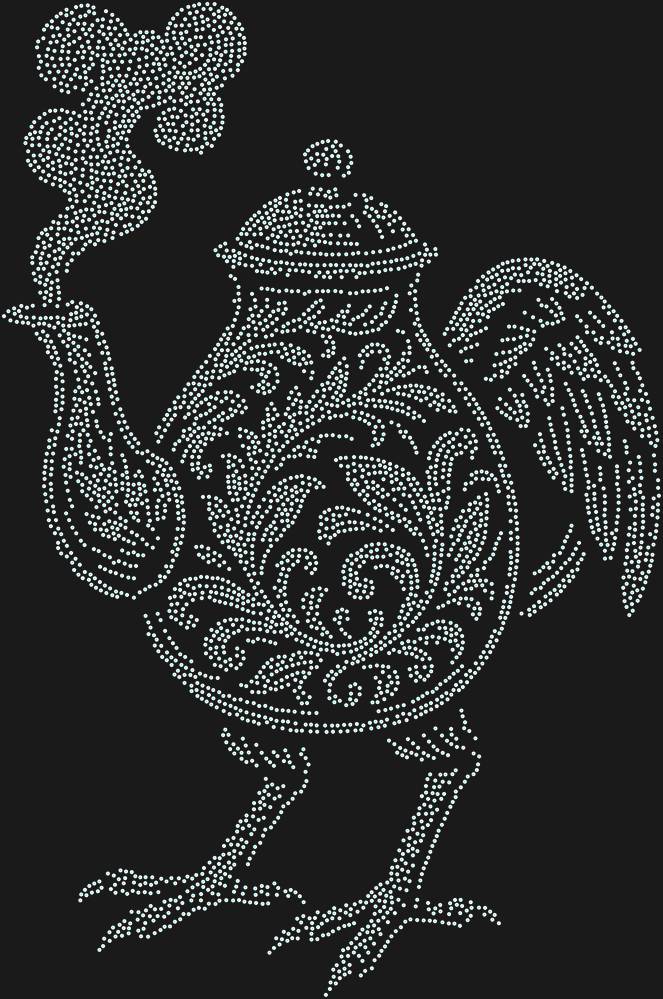 Трафарет Чайник на курьих ножках — RHT_CHICKENTEA1_SS12_CRYSTAL_AB_DMC