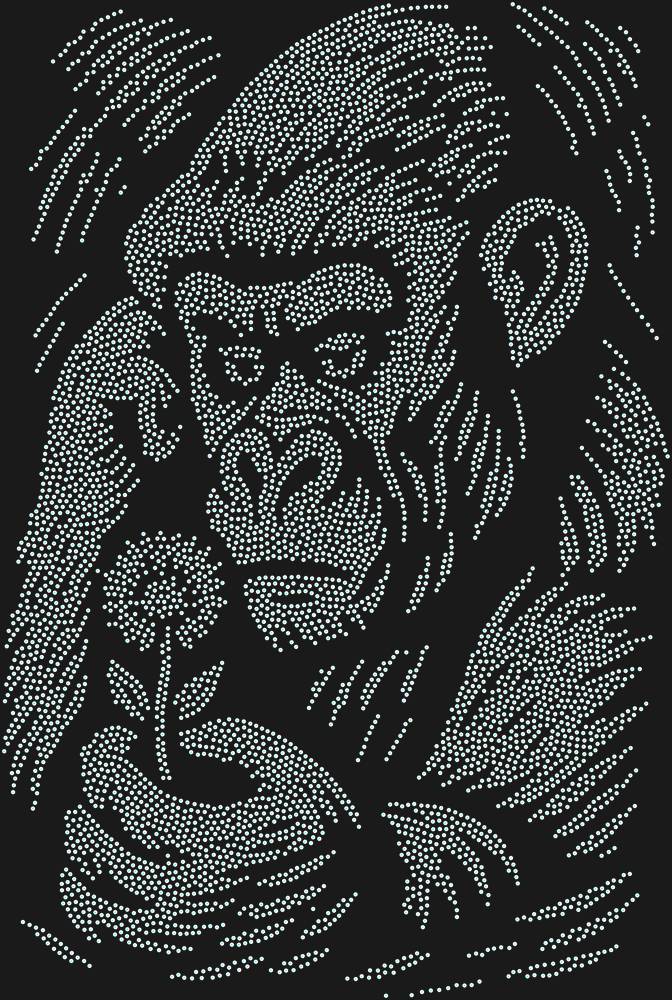 Трафарет Gorilla and flower — RHT_GORILLA1_SS12_CRYSTAL_AB_DMC