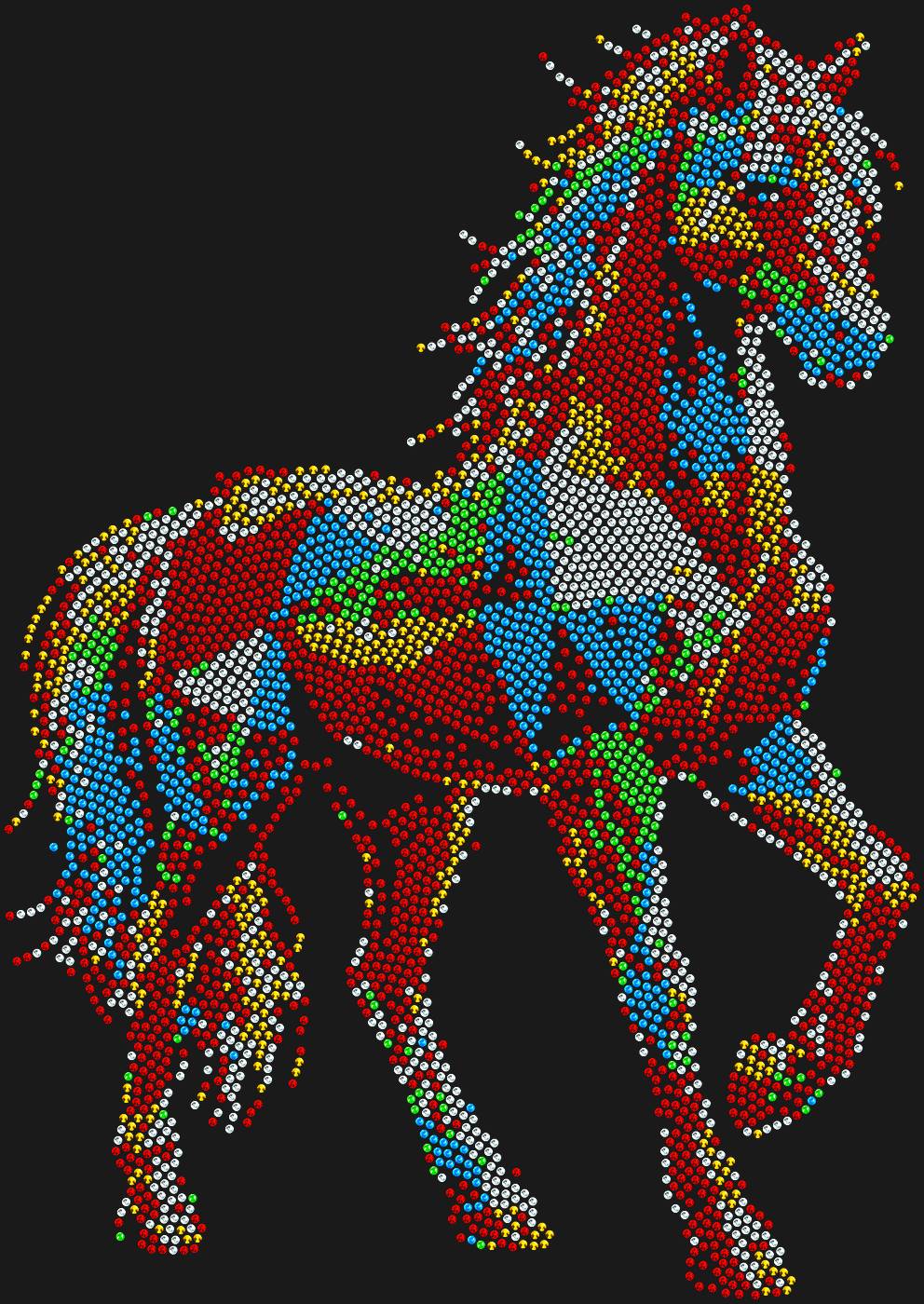 Трафарет Разноцветная геометрическая лошадка (на футболку) — HORSEGEOMETRIC1