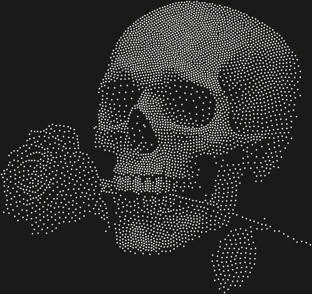 Трафарет Skull with a rose — RHT_SKULLROSE1_SS6_CRYSTAL_AB