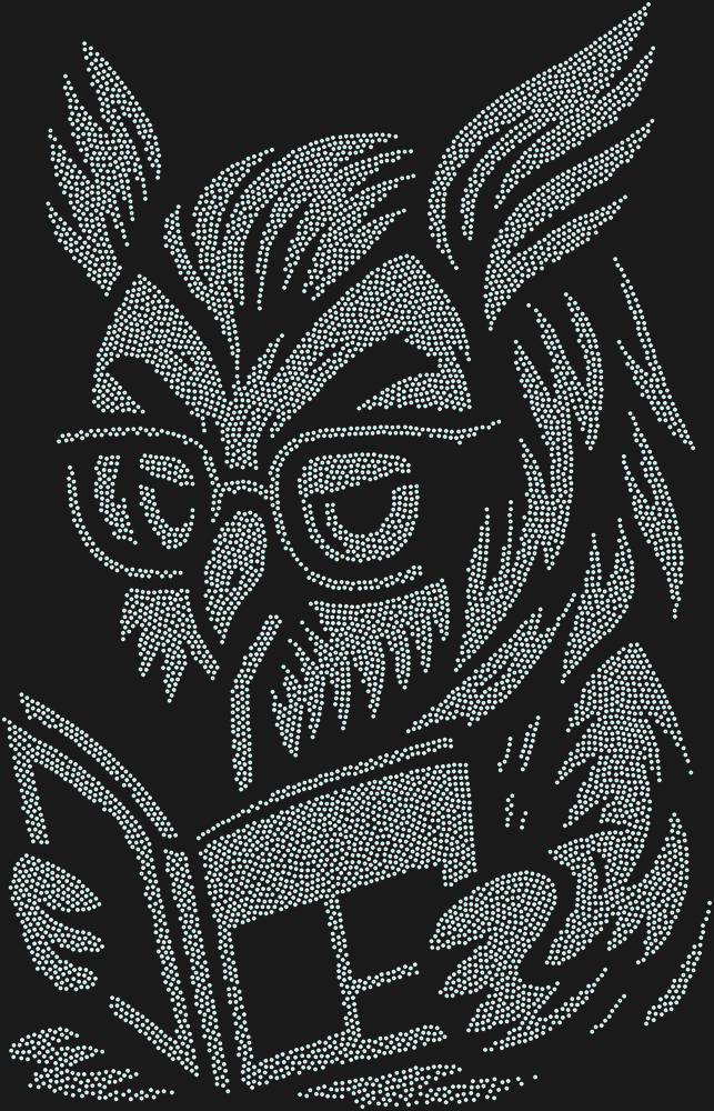 Трафарет Owl with glasses — RHT_OWLBOOK1_SS5_CRYSTAL_AB_DMC
