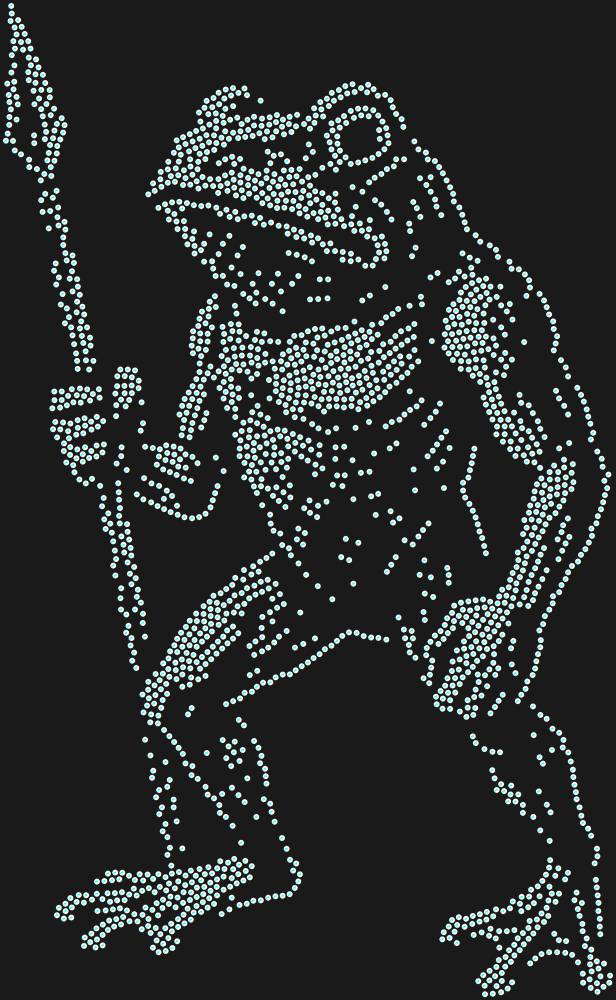 Трафарет Лягуха с копьем — RHT_FROG2_SS10_CRYSTAL_AB_DMC