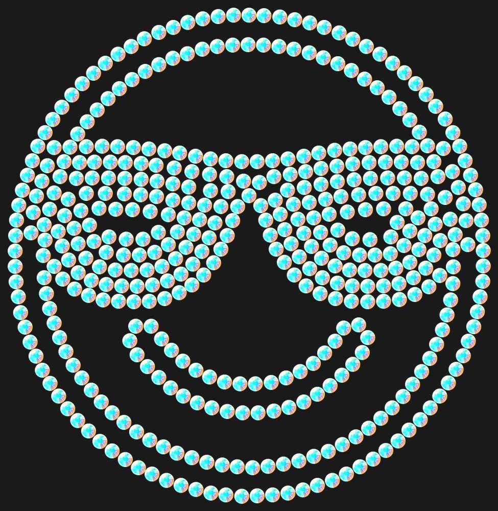 Трафарет Smiling face with sunglasses — RHT_SMILE3_SS10_CRYSTAL_AB_DMC