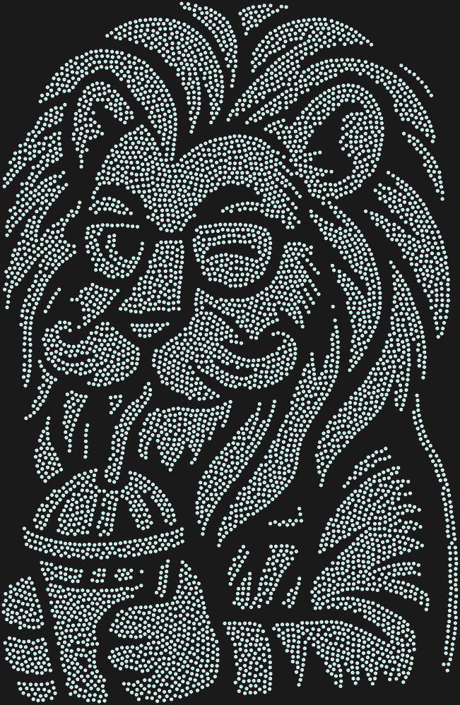 Трафарет Лев-хипстер — RHT_LIONHIPSTER1_SS10_CRYSTAL_AB_DMC