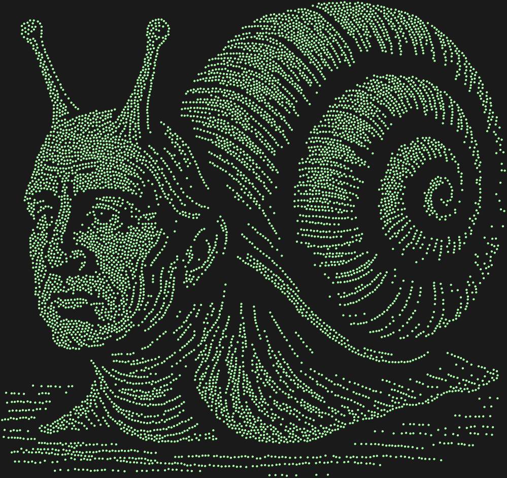 Трафарет Улитка с головой мыслителя — RHT_SNAIL2_SS10_LT_PERIDOT
