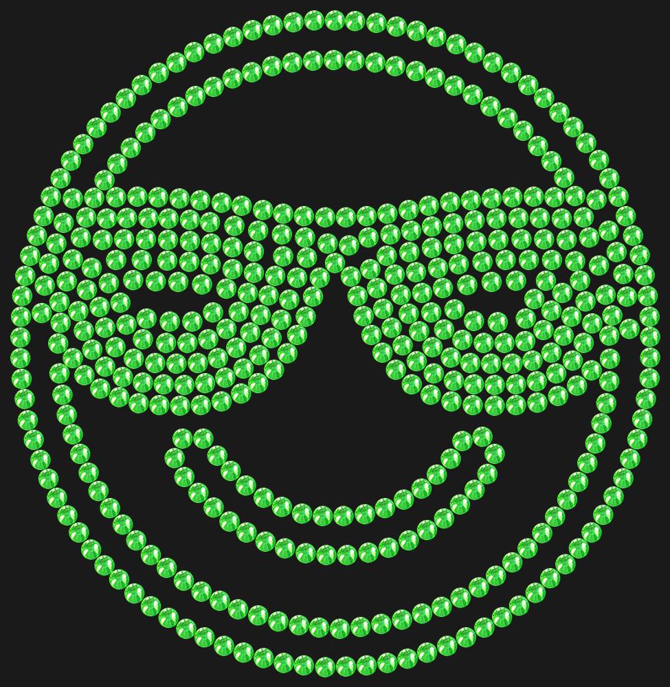 Трафарет Smiling face with sunglasses — RHT_SMILE3_SS10_LT_PERIDOT