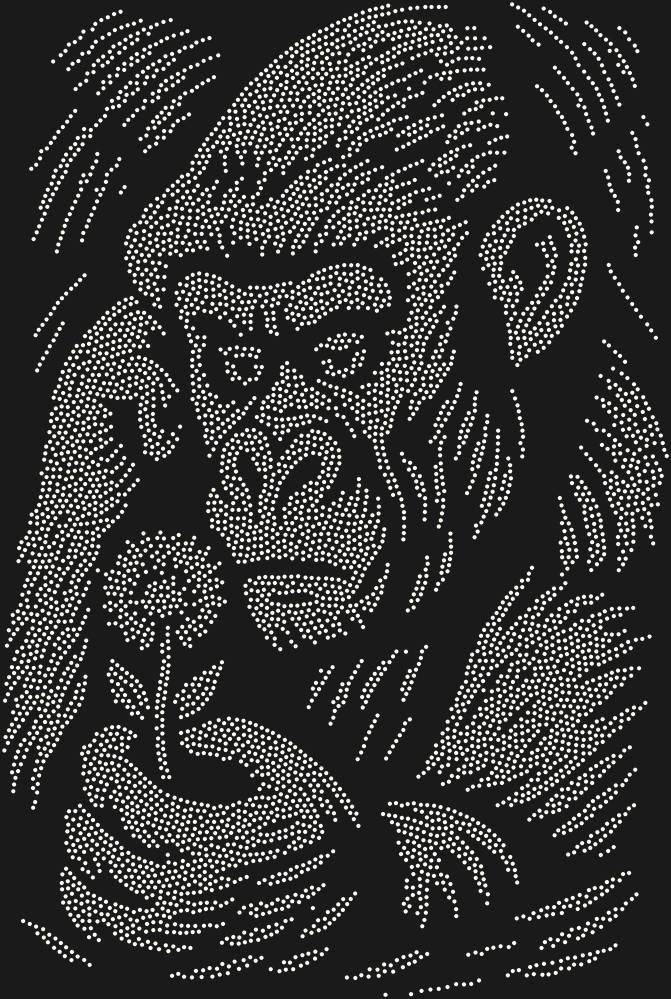 Трафарет Горилла и цветок — RHT_GORILLA1_SS8_CRYSTAL_AB