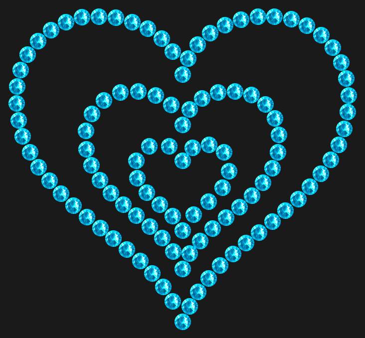 Трафарет Triple heart — RHT_HEART7_SS10_AQUAMARINE