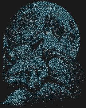 Трафарет из страз «Лиса на фоне луны» – это 10182 сияющих искр, что дарят волшебство ночи, где грациозный силуэт лисы застыл в объятиях лунного света, обещая сказку.