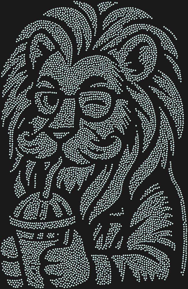 Трафарет Лев-хипстер — RHT_LIONHIPSTER1_SS20_CRYSTAL_AB_DMC