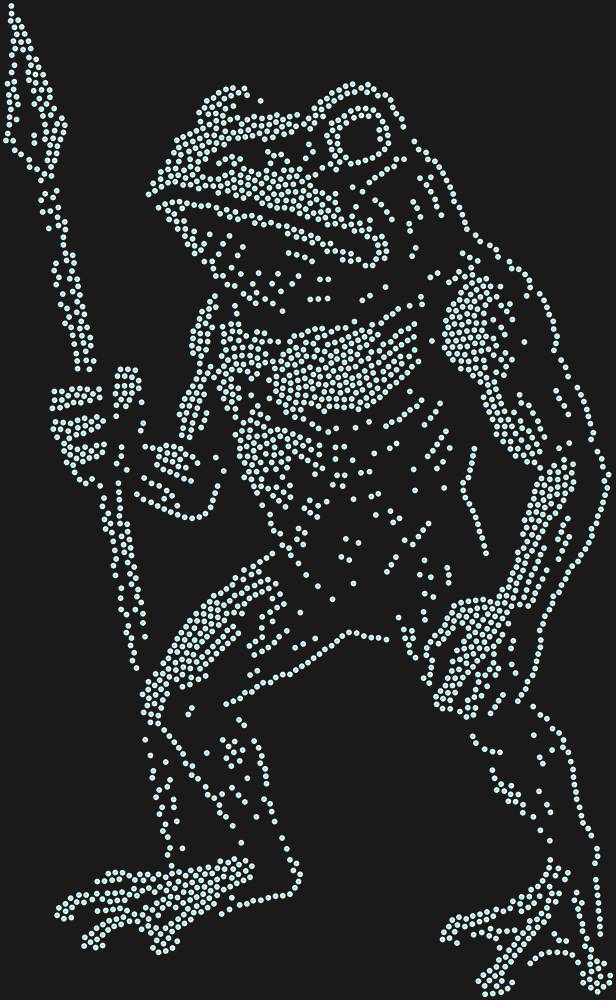 Трафарет Лягуха с копьем — RHT_FROG2_SS6_CRYSTAL_AB_DMC