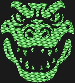 Rhinestone stencil "Crocodile head". 2677 rhinestones. Predatory power and primeval energy — this pattern seems to have burst from the wild to make a loud and spectacular statement.