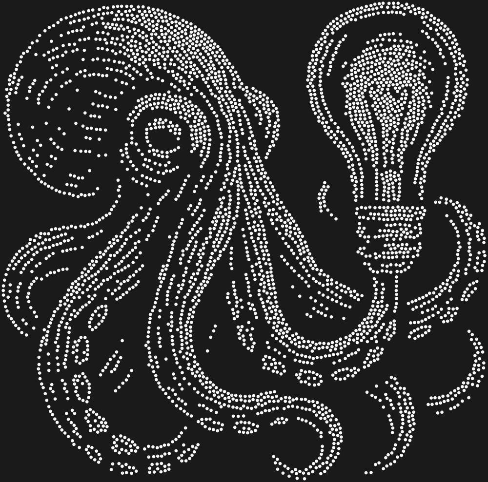 Трафарет Осьминог с лампой Эдисона — RHT_OCTOPUS1_SS10_CRYSTAL_CLEAR