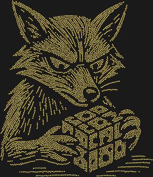 Diamond painting kit by numbers "Fox with a puzzle". 4907 rhinestones. The exquisite combination of animal cunning and human logic makes the design truly modern and unusual.