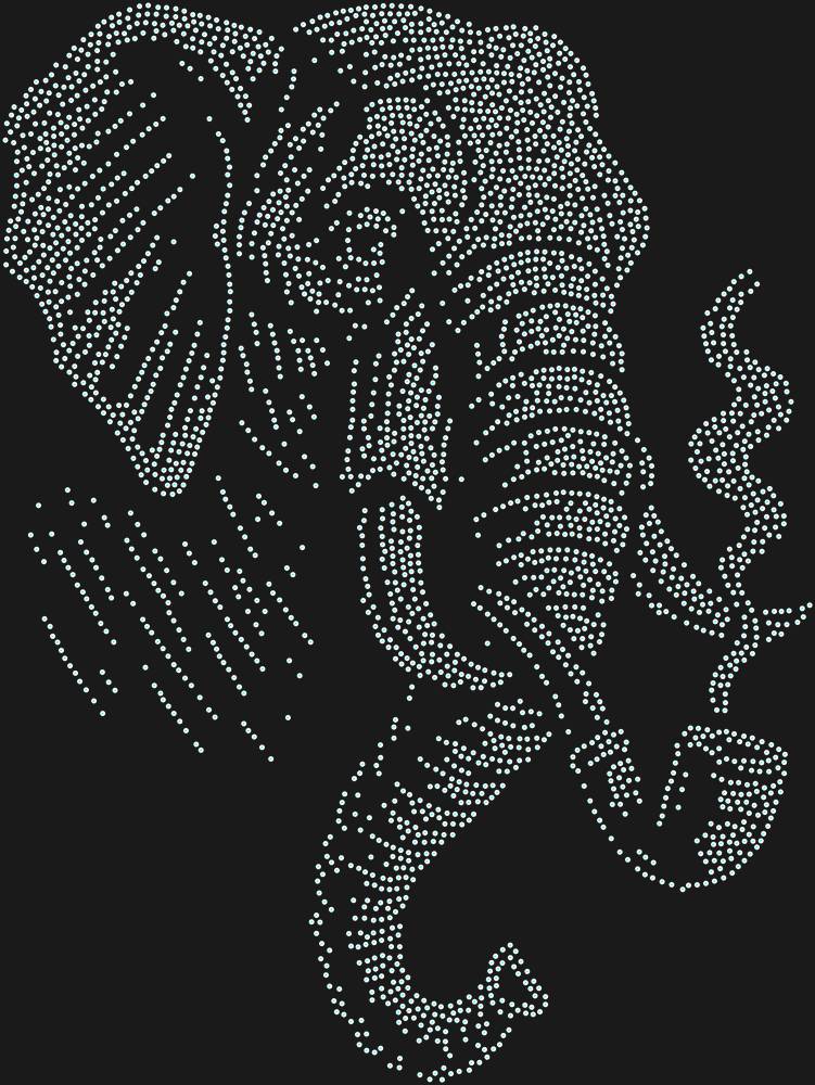 Трафарет Слон с трубкой — RHT_ELEPHANT2_SS10_CRYSTAL_AB_DMC
