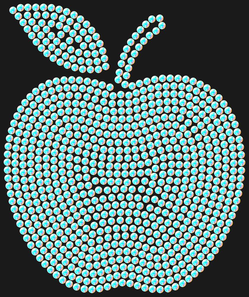Трафарет Apple with a leaf (solid color) — RHT_APPLE1_SS12_CRYSTAL_AB_DMC