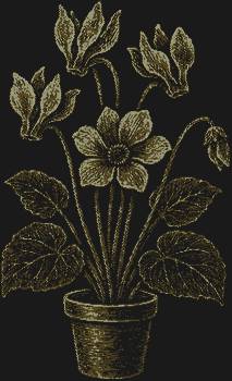 Цикламен, сотканный из 14714 сияющих страз, расцветает волшебным танцем изогнутых лепестков, пленяя взгляд своей нежностью и грацией.