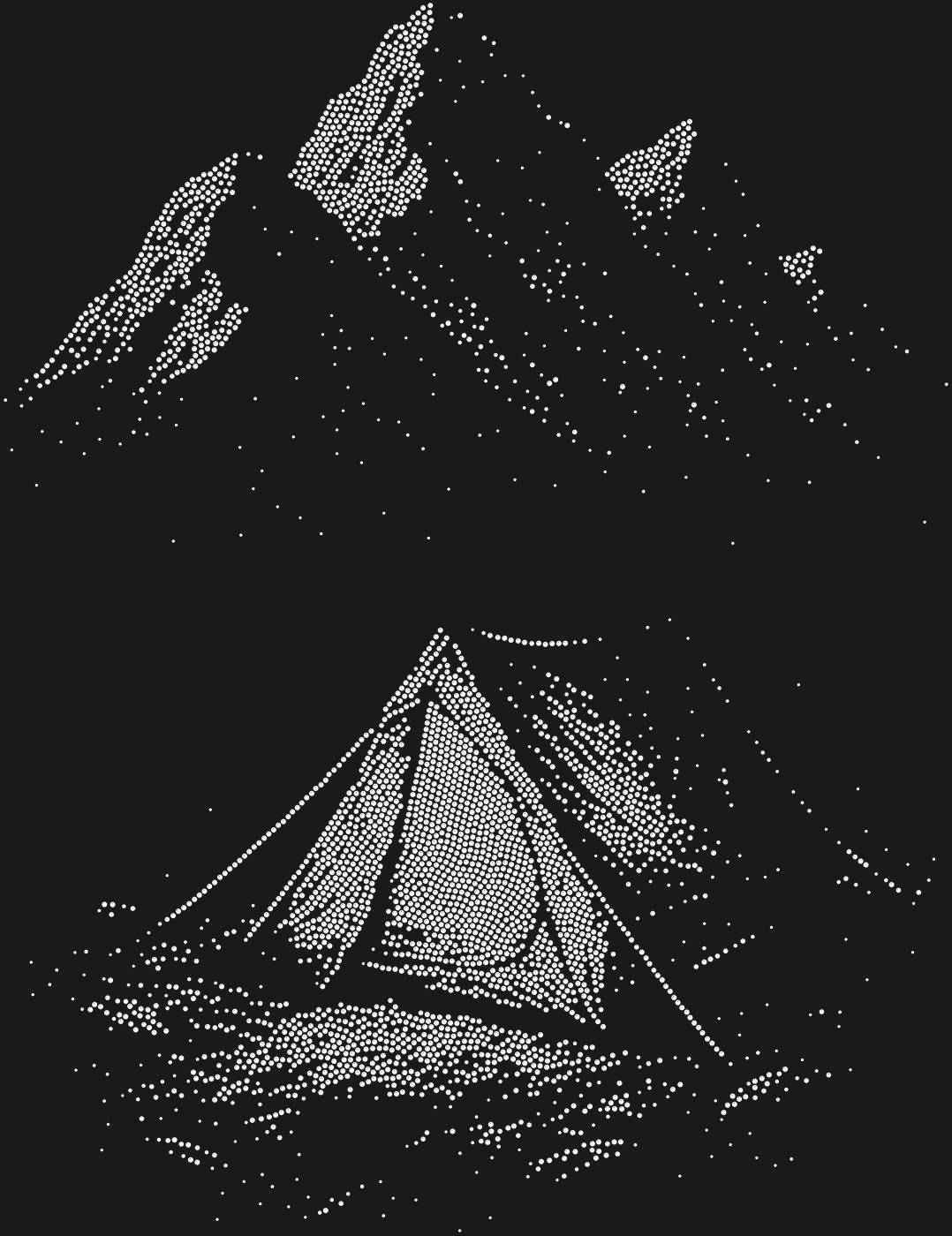 Трафарет Силуэт гор и маленькая палатка — MOUNTAINTENT1