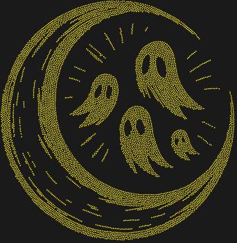 Рисунок из страз «Лунное затмение с силуэтами призраков», сияющий 6073 стразами – это волшебство ночи, застывшее в миллионах искорок, где тайны теней танцуют под серебристым светом.