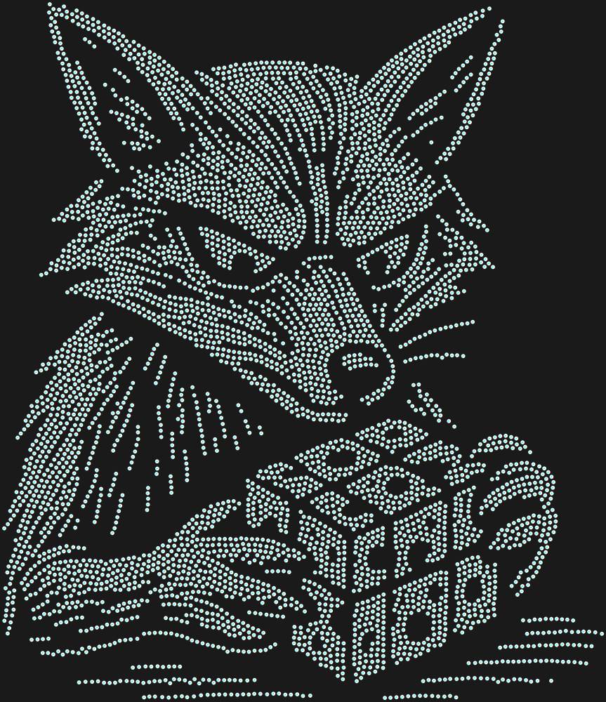Трафарет Лиса, собирающая кубик рубика — RHT_FOXCUBE1_SS6_CRYSTAL_AB_DMC