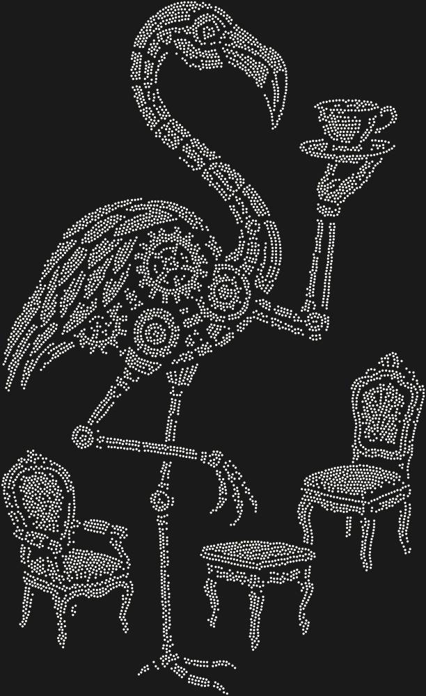 Трафарет Чаепитие механического фламинго — RHT_FLAMINGO2_SS6_CRYSTAL_AB