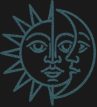 Рисунок из страз «Маска Солнце-Луна», усыпанный 3973 сияющими кристаллами, оживляет древнюю тайну единения дня и ночи, мерцая словно магия индейских сказаний на вашей коже.