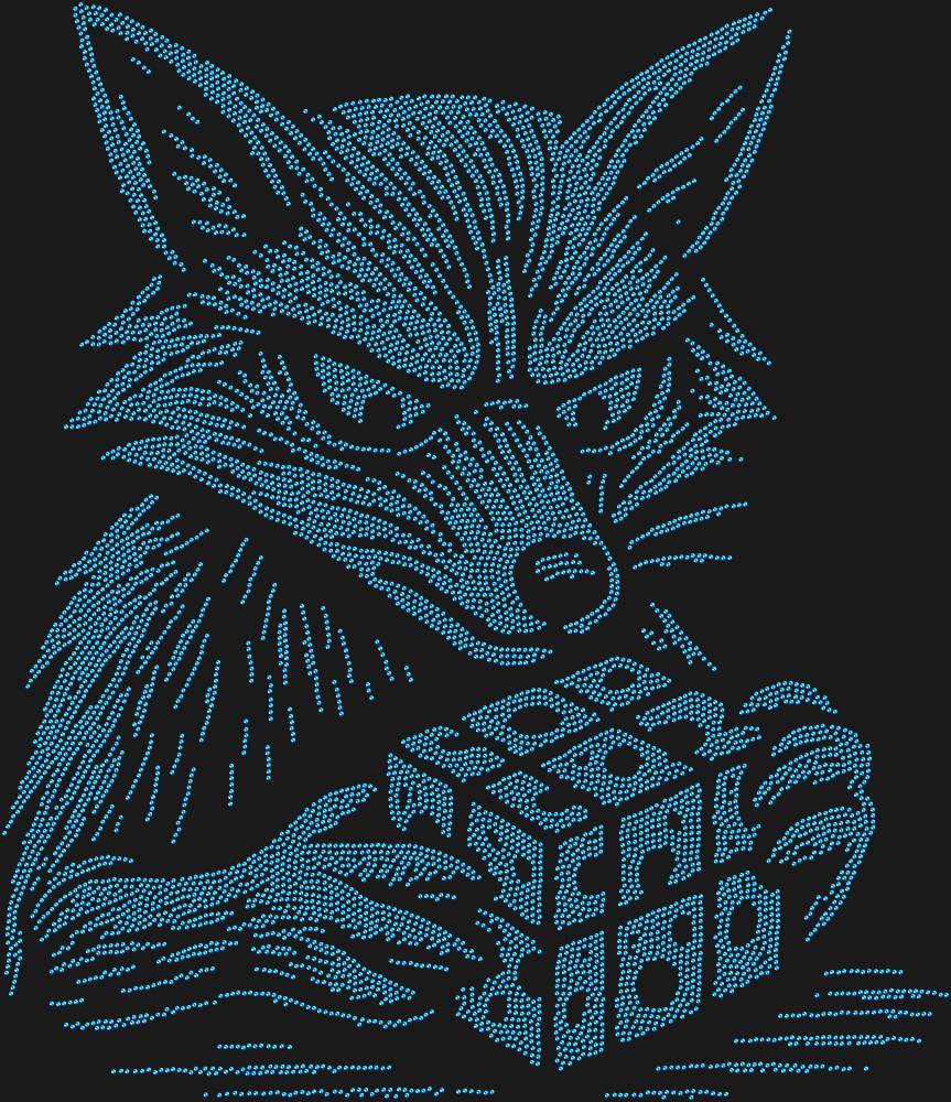 Трафарет A fox solving a Rubik's Cube (high resolution) — RHT_FOXCUBE2_SS10_SAPPHIRE