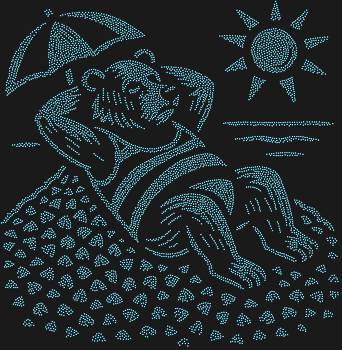 Трафарет из страз «Медведь на пляже» — это 6593 сияющих искорки солнца, что оживят забавную сцену лета, приковывая взгляды к вашему шедевру.