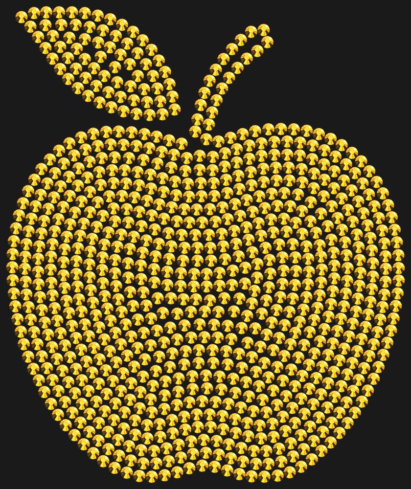 Трафарет Apple with a leaf (solid color) — RHT_APPLE1_SS10_GOLD