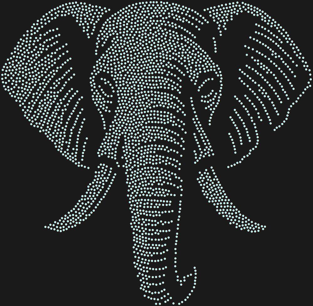 Трафарет Слон — RHT_ELEPHANT1_SS6_CRYSTAL_AB_DMC