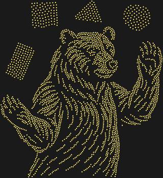 Sequin design "Juggling Bear". 2602 sequins. A bear balancing between shapes and fantasies will add a little magic and a smile to your look.