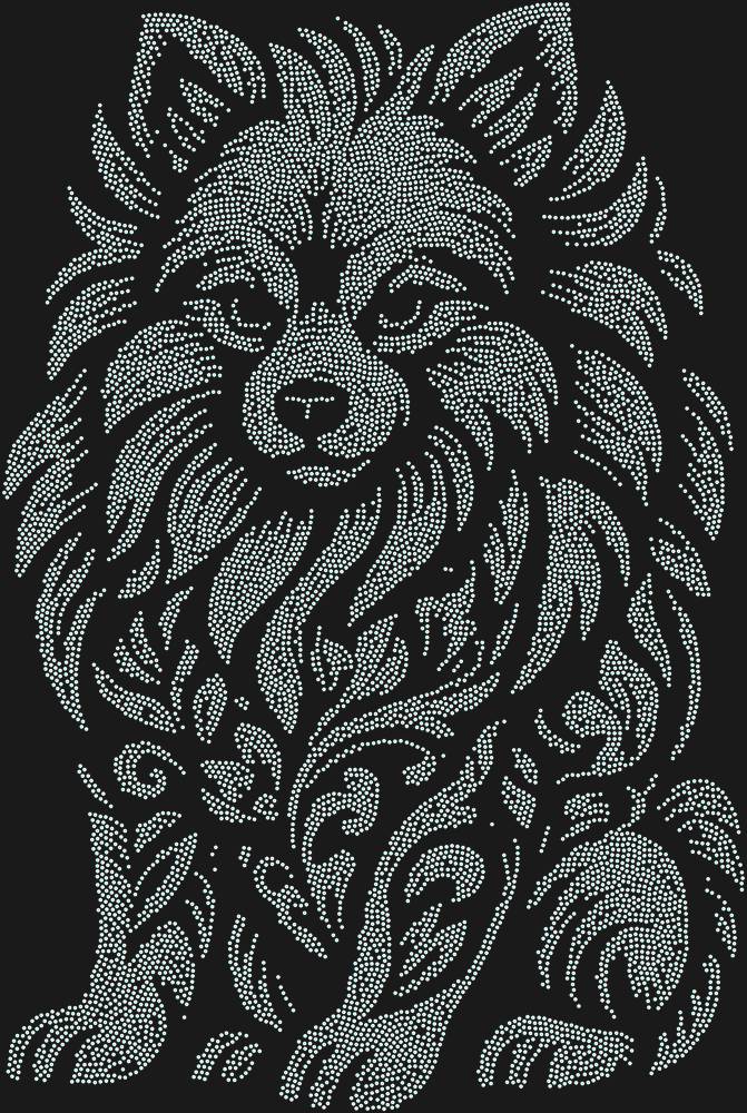 Трафарет Pomeranian Spitz — RHT_SPITZ1_SS3_CRYSTAL_AB_DMC