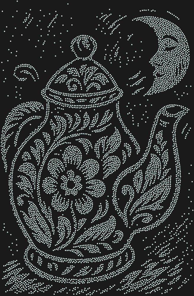 Трафарет The kettle is talking to the moon — RHT_TEAPOTMOON1_SS12_CRYSTAL_AB_DMC