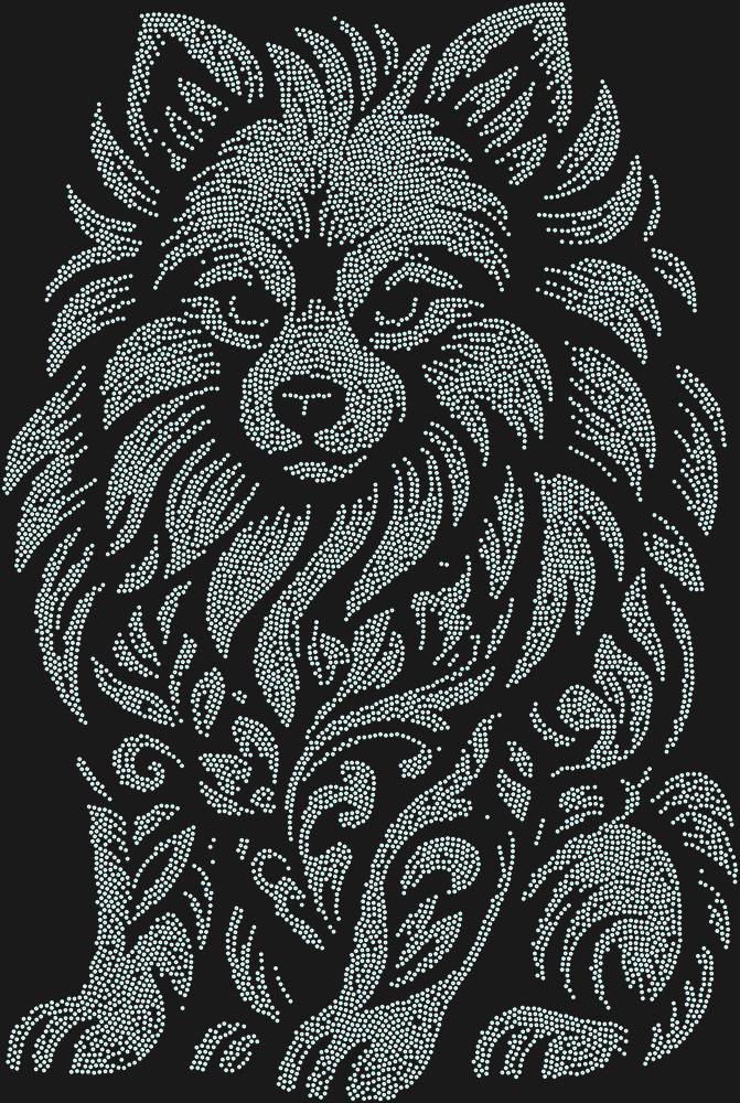 Трафарет Pomeranian Spitz — RHT_SPITZ1_SS10_CRYSTAL_AB_DMC