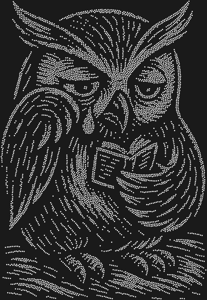 Трафарет An owl reading a sad little book — RHT_OWL3_SS10_CRYSTAL_CLEAR