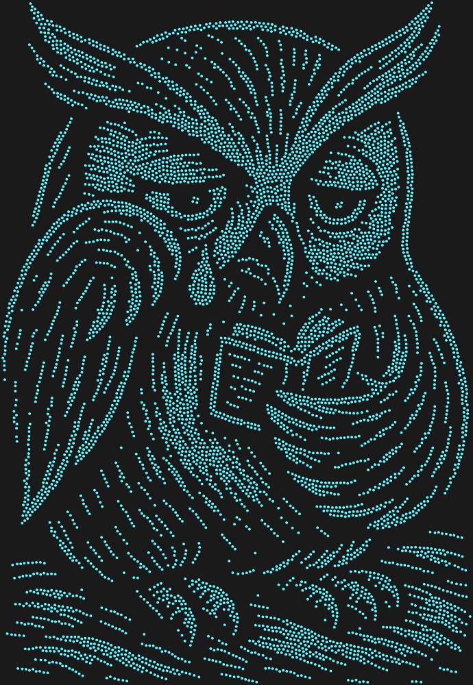 Трафарет Сова, читающая грустную книжечку — RHT_OWL3_SS4_LT_SAPPHIRE