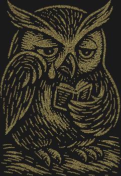 Rhinestone layout scheme "Owl and Sad Book". 6518 rhinestones. This motif combines the wisdom of the night bird and the poignancy of human emotions, creating an image with a philosophical subtext.