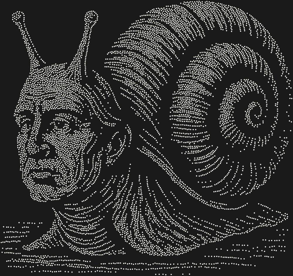 Трафарет Улитка с головой мыслителя — RHT_SNAIL2_SS6_CRYSTAL_AB