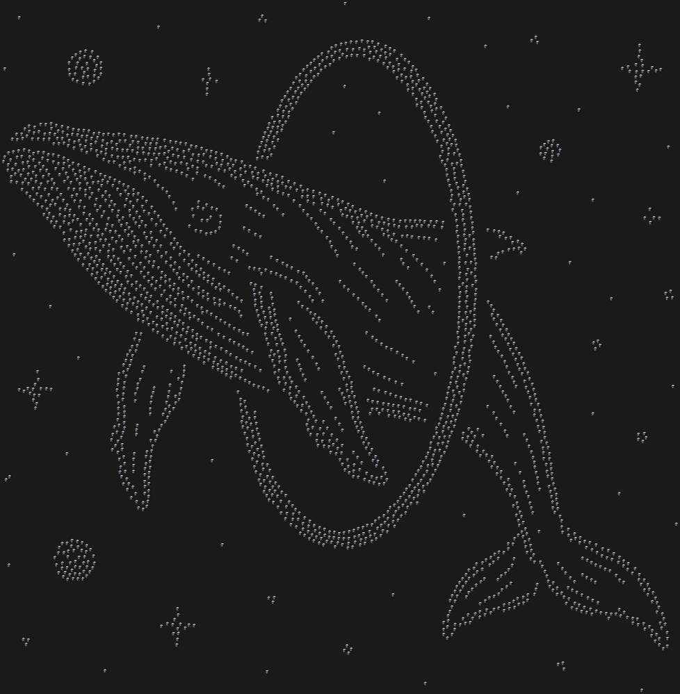 Трафарет Кит, прыгающий в обруч в космосе — RHT_WHALE1_SS10_JET_BLACK