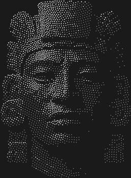 Stencil by numbers "Maya Mask". 2753 rhinestones. A mysterious and majestic image, as if descended from a stone stele of an ancient temple - a symbol of the strength, spirit, and eternal memory of the Mayan civilization.