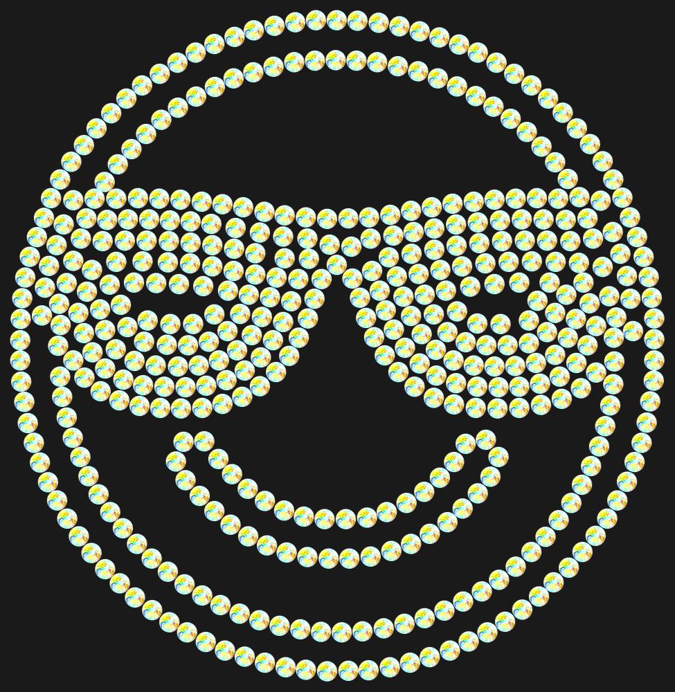 Трафарет Smiling face with sunglasses — RHT_SMILE3_SS12_CRYSTAL_AB