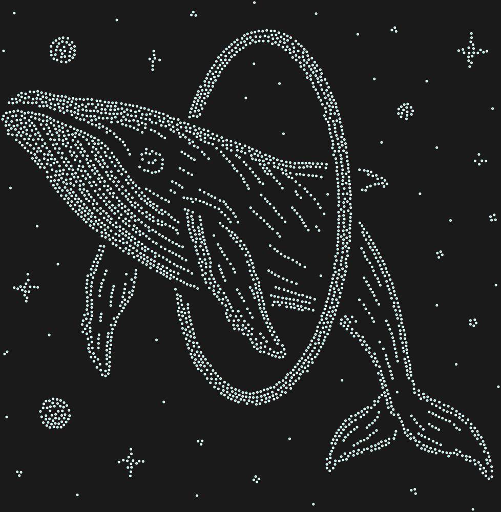 Трафарет Кит, прыгающий в обруч в космосе — RHT_WHALE1_SS12_CRYSTAL_AB_DMC