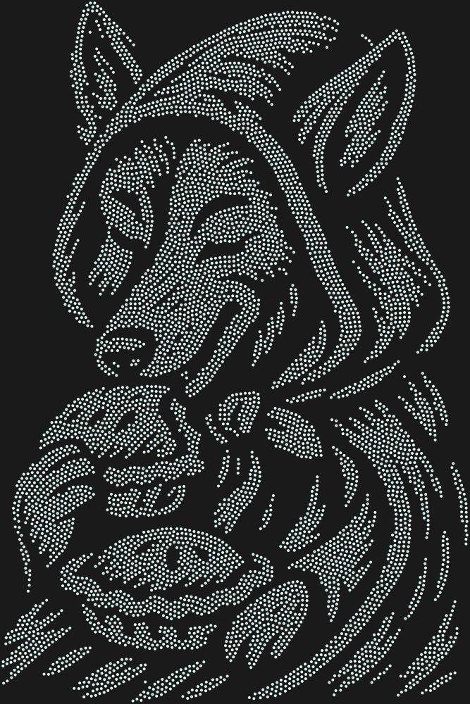 Трафарет A wolf in a red hood — RHT_WOLFWITHPIE1_SS3_CRYSTAL_AB_DMC