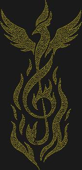 Трафарет из страз «Феникс над скрипичным ключом» ослепит 3383 сверкающими искрами, воспевая мелодию возрождения и вдохновения.