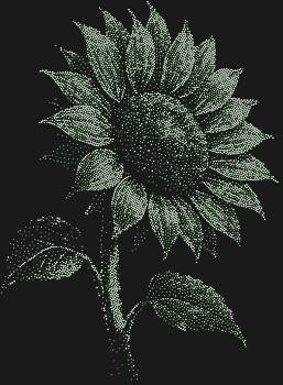 Подсолнух, усыпанный 6701 сияющей стразой, расцветает огненным танцем света, приковывая взгляды к своему солнечному сердцу.