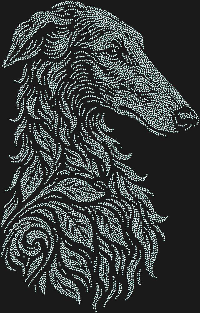 Трафарет Русская борзая — RHT_GREYHOUND1_SS12_CRYSTAL_AB_DMC