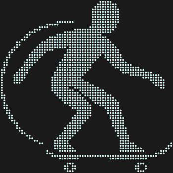 Трафарет из страз «Скейтбордист» — 1271 сверкающая искра, замершая в стремительном полёте, чтобы подарить вашей вещи дерзкий ритм свободы.